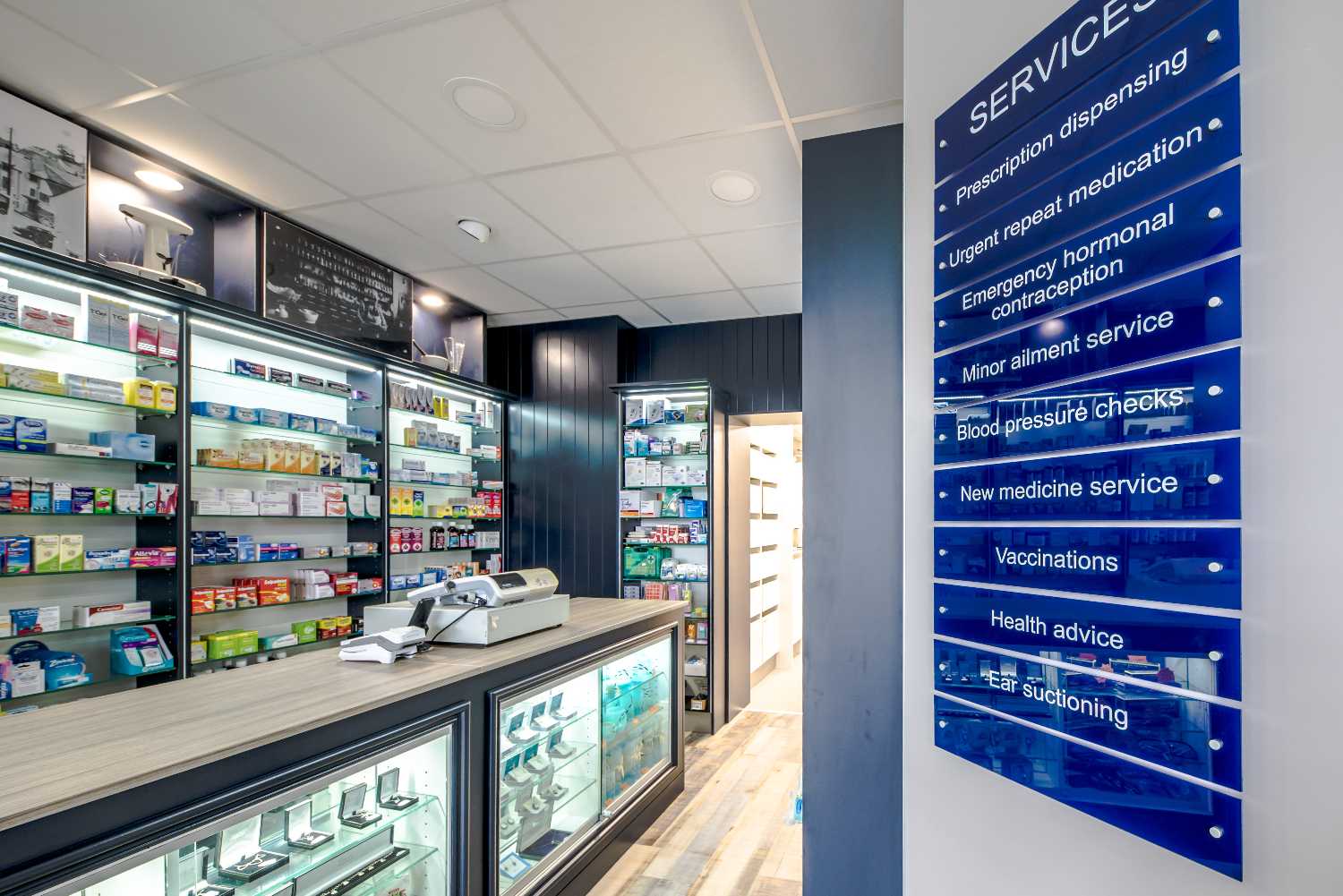 St Mawes Pharmacy shop counter